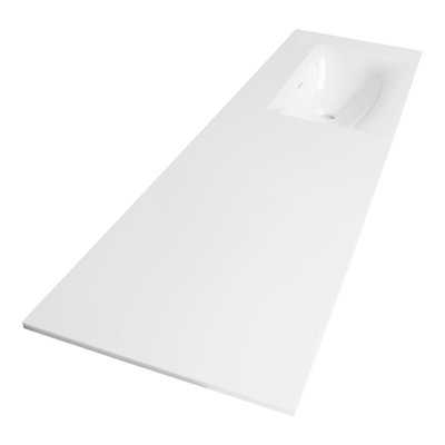 BRAUER Glacier wastafel asymmetrisch - 160x46x2cm - - 1 wasbak - rechts 0 kraangaten- fine stone - hoogglans wit