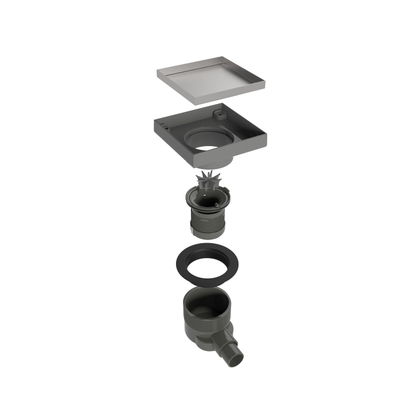 Easy Drain Aqua quattro siphon de sol ABS 10x10cm horizontal diamètre de tube 40mm inox