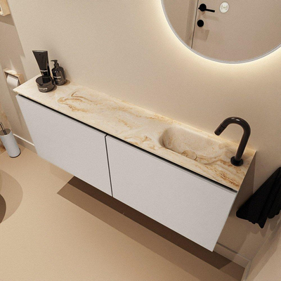 MONDIAZ TURE-DLUX Meuble WC 120 cm Linen. EDEN lavabo Frappe position droite. Avec 1 trou de robinet.