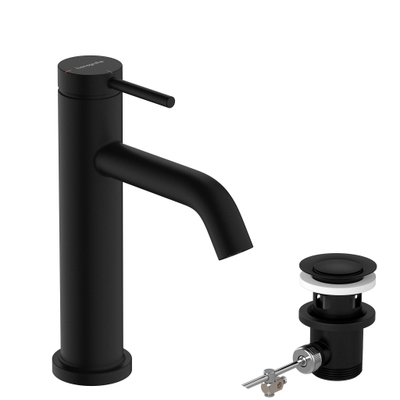 Hansgrohe Tecturis s Eengreeps wastafelkraan - 110 - coolstart - met PopUp - trekwaste - mat zwart