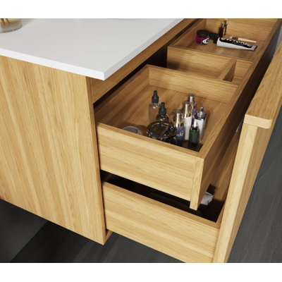Saniclass Terra Meuble sous lavabo - 100cm - 2 tiroirs - façade à rainures - bois de sable
