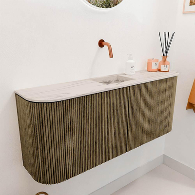 Mondiaz JOYA-DLUX 103.2cm toiletmeubel - ronding links en rechts kleur Dusk - Wastafel FAYE positie Midden Zonder kraangat kleur Nata.