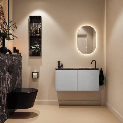 MONDIAZ TURE-DLUX 100cm toiletmeubel Plata. EDEN wastafel Lava positie rechts. Met 1 kraangat.