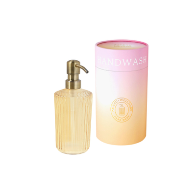 Wellmark x Paveau Handzeep - 350ml - messing pomp - fresh linen - geel glas