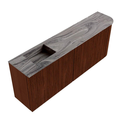 Mondiaz JOYA-DLUX Meuble de salle de bains - 111,6cm - arrondi droit couleur Ruby - Vasque FAYE position Gauche Sans trou de robinet couleur Sombra