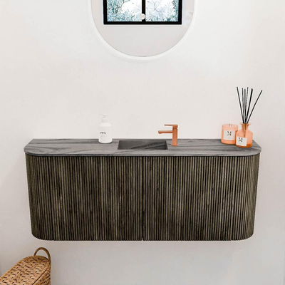 Mondiaz JOYA-DLUX Meuble de salle de bains 103,2cm - arrondis gauche et droite couleur Shadow - Vasque FAYE position Milieu 1 trou de robinet couleur Sombra.