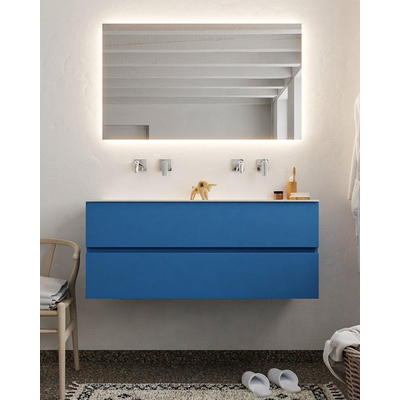 Mondiaz VICA ensemble de meuble de salle de bain - 120cm - meuble sous-vasque jeans - 2 tiroirs - lavabo cloud double - sans trou de robinet version XL 60cm de haut