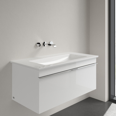 Villeroy & Boch Venticello Lavabo pour meuble avec lavabo au centre 100x50cm sans trou pour robinetterie avec trop plein ceramic+ blanc