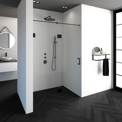 BRAUER Crée porte de douche 140x200cm 2 pièces sans cadre avec anti-calcaire et verre de sécurité 8mm noir mat