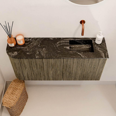 Mondiaz JOYA-DLUX Meuble de salle de bains - 91,6cm - arrondi gauche couleur Dusk - Vasque FAYE position Droite Sans trou de robinet couleur Lava