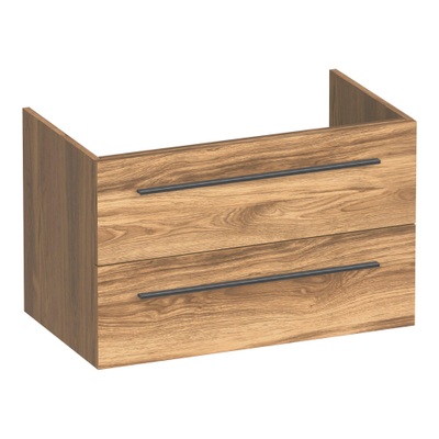 BRAUER Trust meuble sous-lavabo 80 sans poignées rapportées 2 tiroirs à fermeture douce et 1 découpe pour siphon - Honey