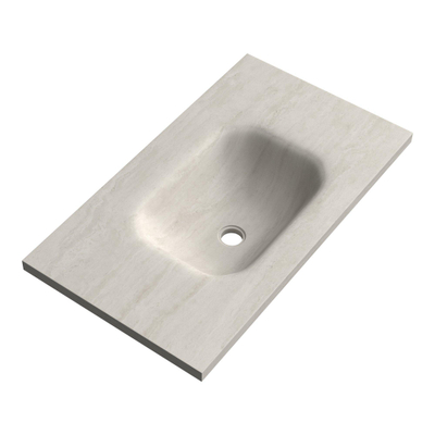 BRAUER Dune Medium Wastafel - 80cm - 1 wasbak - 0 kraangaten - sintered stone - Ivory Travertin