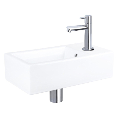 Differnz Force fonteinset – 40x22x11.5 cm – keramiek wit – rechte chromen kraan