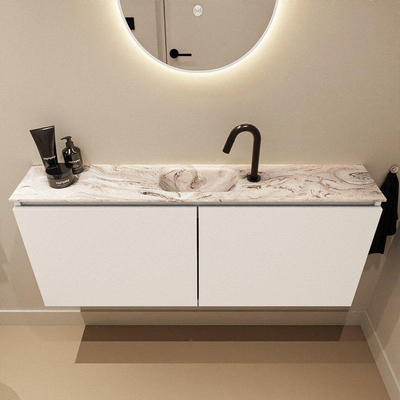 MONDIAZ TURE-DLUX Meuble de WC 120 cm Talc. Lavabo EDEN Glace position milieu. Avec 1 trou de robinet.