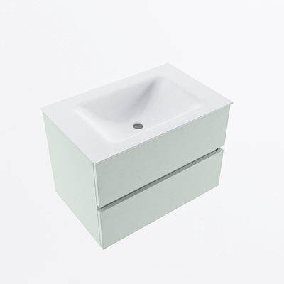 Mondiaz VICA Ensemble de meuble de salle de bain - 70cm - meuble sous-vasque greey - 2 tiroirs - lavabo cloud milieu - sans trous de robinet - version haute de 60cm - talc