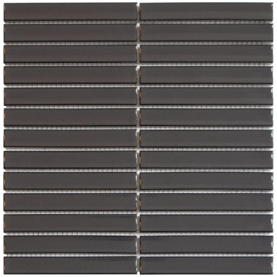 The Mosaic Factory Sevilla mozaïektegel - 30x30cm - 8mm - rechthoek - glans carbon gray (antraciet)