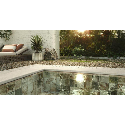 Zyx Amazonia Vloer- en wandtegel met decor 14x14cm 9mm gerectificeerd R9 porcellanato Tropic Emerald