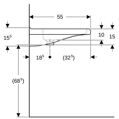 Geberit300 Comfort Squaregeberit 300 comfort square wastafel miva 65x55 z/kr z/ol keratectWit