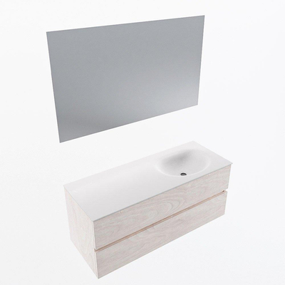 Mondiaz VICA ensemble de meuble de salle de bain - 120cm - meuble sous vasque en aggloméré - 2 tiroirs - lavabo moon à droite - sans trous de robinet - couleur talc - miroir LED - version XL 60cm de haut