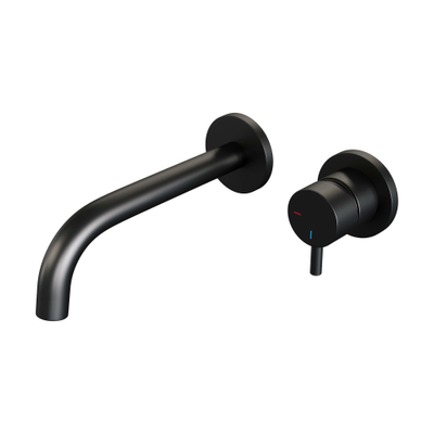 BRAUER Black Edition Wastafelmengkraan inbouw - gebogen uitloop links - hendel kort smal - inclusief inbouwdeel - model B 1 - mat zwart