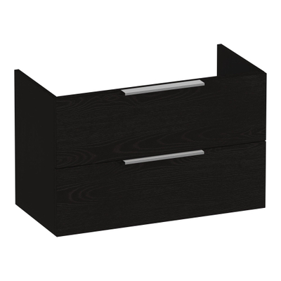 BRAUER Elevate wastafelonderkast ondiep 80 excl. opleggrepen 2 softclose lades en 1 sifon uitsparing - Timber Black