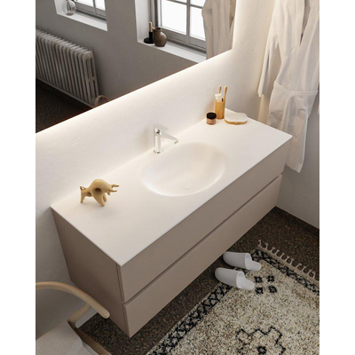 Mondiaz VICA ensemble de meuble de salle de bain - 120cm - meuble sous-vasque fumée - 2 tiroirs - lavabo lune milieu - 1 trou de robinet - version XL 60cm haut