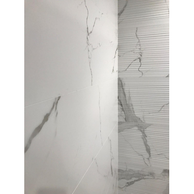 ÉCHANTILLON Cifre Cerámica Carreau mural Statuario mat relief Rectifié Aspect marbre Mat Blanc/noir