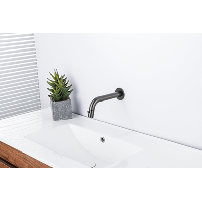 FugaFlow Eccelente Acces Fonteinkraanset - inbouw - uitloop 18cm - inkortbaar - sifon - always open plug - Geborsteld Gunmetal PVD