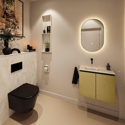 MONDIAZ TURE-DLUX meuble WC 60cm Oro. EDEN lavabo Ostra position gauche. Sans trou de robinet.