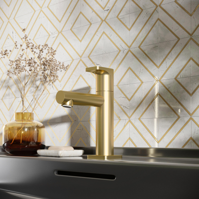 Hotbath Gal Robinet de lavabo surélevé - bec 8,5 cm - robinet d'eau froide - PVD - laiton brossé