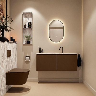 MONDIAZ TURE-DLUX Meuble toilette - 120cm - Rust - EDEN - vasque Glace - position centrale - 1 trou de robinet