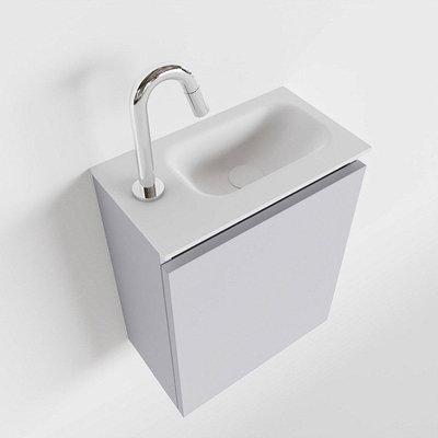 MONDIAZ TURE Fonteinset - 40x23x50cm - 1 kraangat - 1 deur - cale mat - Wasbak rechts - Solid Surface Wit