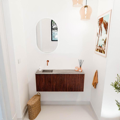 Mondiaz JOYA-DLUX 100cm toiletmeubel - kleur Ruby - Wastafel FAYE positie Links Zonder kraangat kleur Oza.