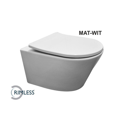 Wiesbaden Vesta WC suspendu rimless avec abattant slim Shade softclose et quick release mat blanc