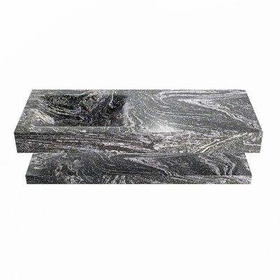 MONDIAZ ALAN - DLUX Badkamermeubelset - 120cm - planchet - Lava - vrijhangende wastafel - wasbak links - 0 kraangaten - Lava