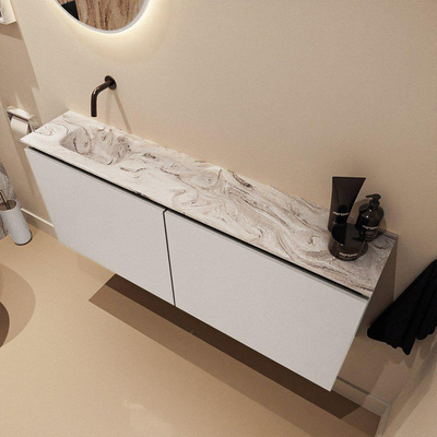 MONDIAZ TURE-DLUX 120cm toiletmeubel Linen. EDEN wastafel Glace positie links. Zonder kraangat.