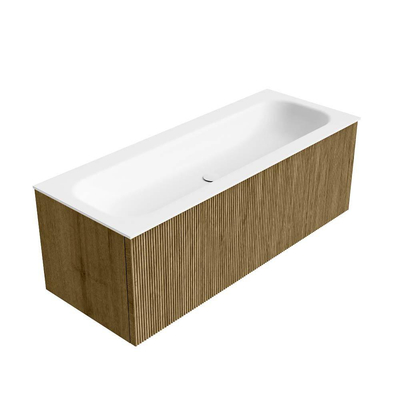 Mondiaz KURVE Ensemble de meuble de salle de bains - 120x46x40cm - 1 tiroir - lavabo solid surface - centre - 2 trous de robinet - Dusk