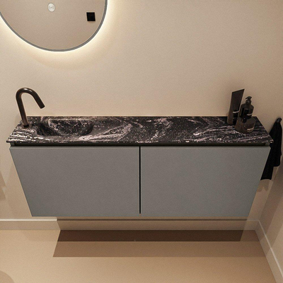 MONDIAZ TURE-DLUX 120cm toiletmeubel Smoke. EDEN wastafel Lava positie links. Met 1 kraangat.