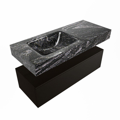Mondiaz ALAN-DLUX Ensemble de meuble - 110cm - meuble Urban mat - 1 tiroir - Lavabo Cloud Lava suspendu - vasque Gauche - 0 trous de robinet