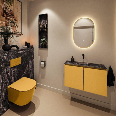 MONDIAZ TURE-DLUX Meuble de toilettes 80cm Ocher. EDEN lavabo Lava position centrale. Sans trou de robinet.