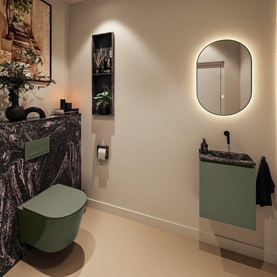 MONDIAZ TURE-DLUX 40cm toiletmeubel Army. EDEN wastafel Lava positie rechts. Zonder kraangat.
