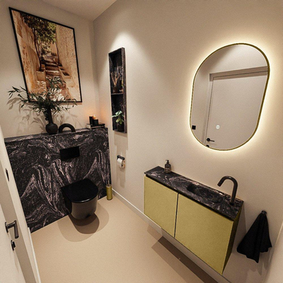 MONDIAZ TURE-DLUX Meuble WC 80 cm Oro. EDEN lavabo Lava position à droite. Avec 1 trou de robinet.
