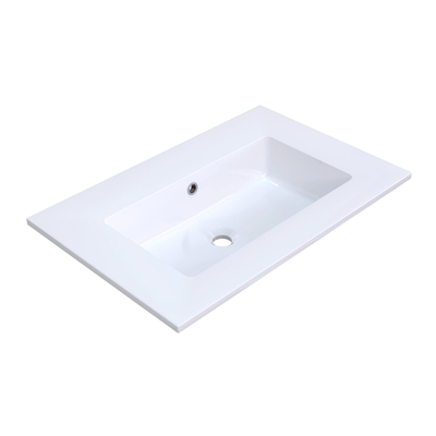 Arcqua Mira Inbouw Wastafel - 71x46x1.5cm - enkele wasbak - zonder kraangat - cast marble - glans wit