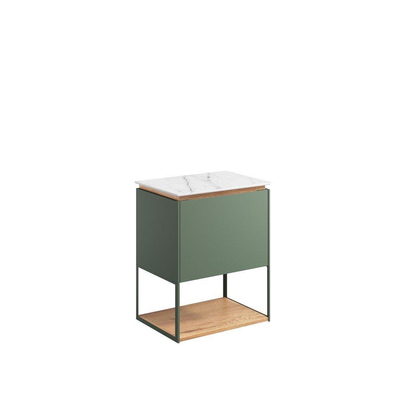 Crosswater Mada Ensemble de meuble - 60x36.7x61cm - avec plan sous vasque - sans trous de robinet - open frame - Sage Green