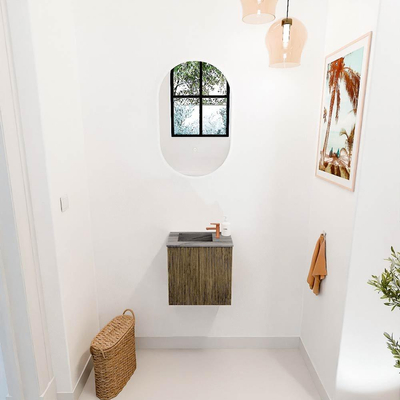 Mondiaz JOYA-DLUX 40cm toiletmeubel - kleur Dusk - Wastafel FAYE positie Links 1 kraangat kleur Sombra.