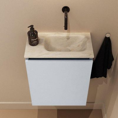 MONDIAZ TURE-DLUX Meuble toilette - 40cm - Clay - EDEN - vasque Ostra - position droite - sans trou de robinet