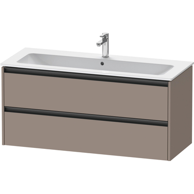Duravit Ketho.2 Wastafelonderbouwkast - met 2 laden - voor enkele wastafel - 121x48x55cm - met grepen antraciet - basalt mat