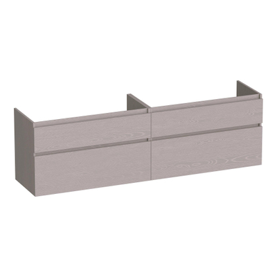 BRAUER Delight wastafelonderkast - 160x46x60cm - 4 softclose lades - greeploos - 2 sifon uitsparingen - Timber Greige