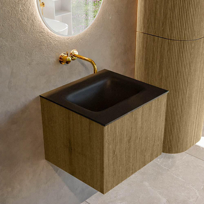 Mondiaz KURVE Badkamermeubelset - 50x46x40cm - 1 lade - wastafel solid surface - midden - zonder kraangat - Dusk