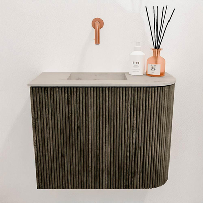 Mondiaz JOYA-DLUX 51.6cm toiletmeubel - ronding rechts kleur Shadow - Wastafel FAYE positie Links Zonder kraangat kleur Opalo.